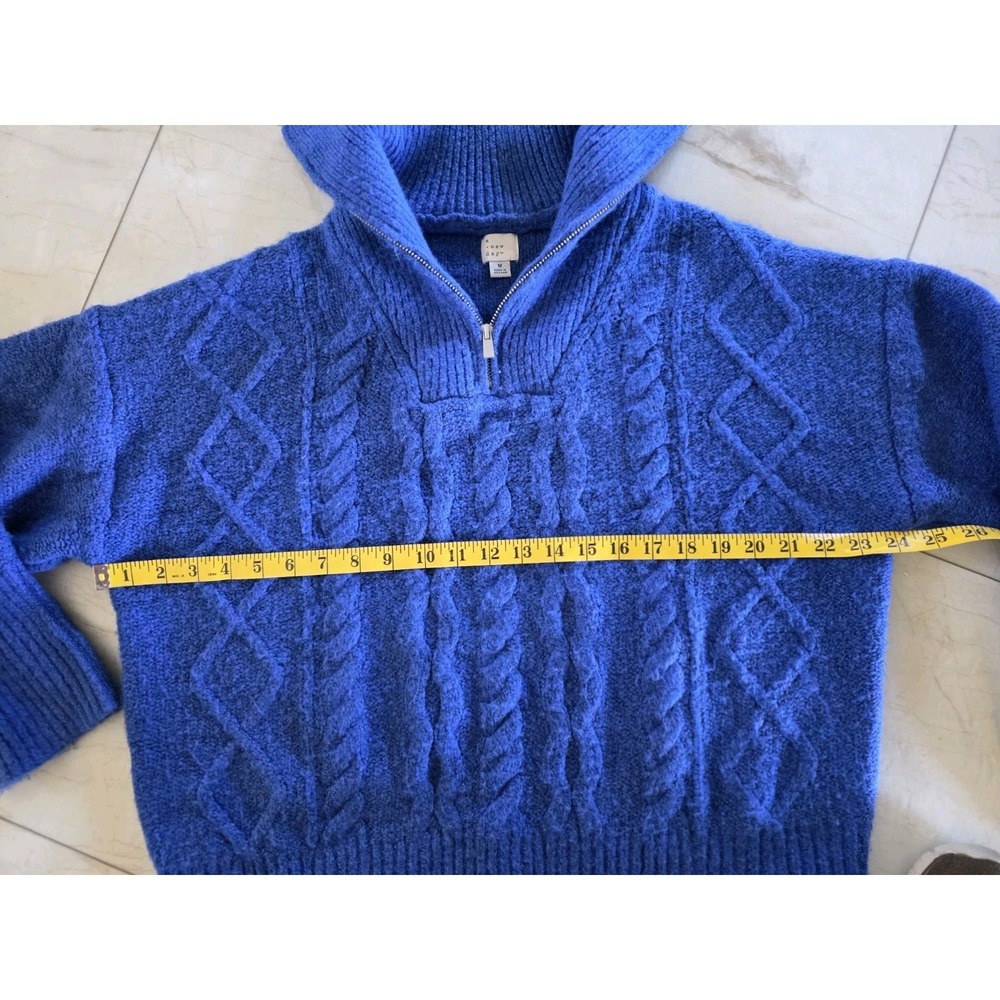 A New Day Blue Cable Knit Quarter Zip Sweater Medium Cozy Chenille Pullover - Picture 6 of 9